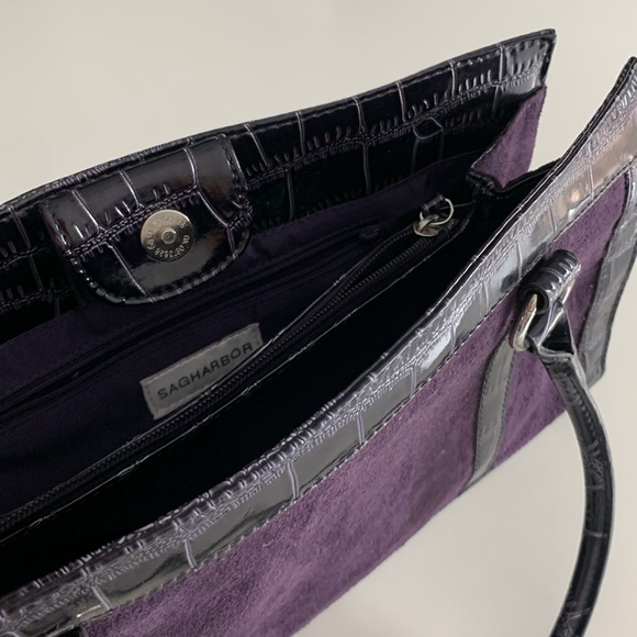 Sagharbor Deep Purple Faux Suede Tote Bag - Picture 3 of 6